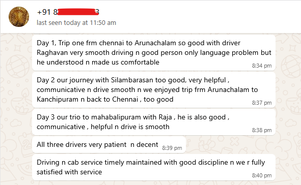 SS Drop Taxi - Happy customer multiple outstation one way drop taxi service